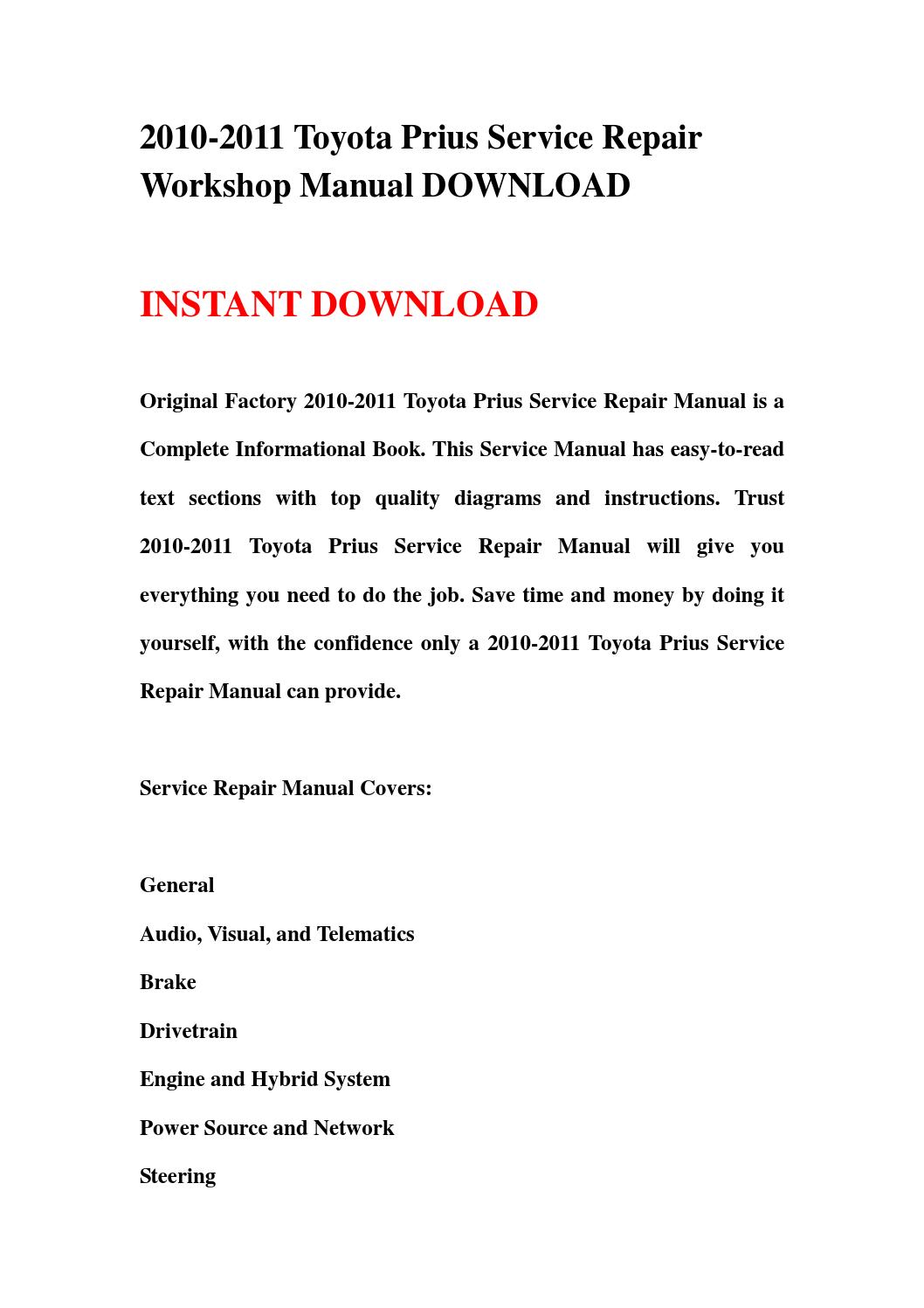 Toyota Prius Manual Download