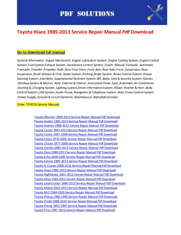 Toyota Talent Pdf Download